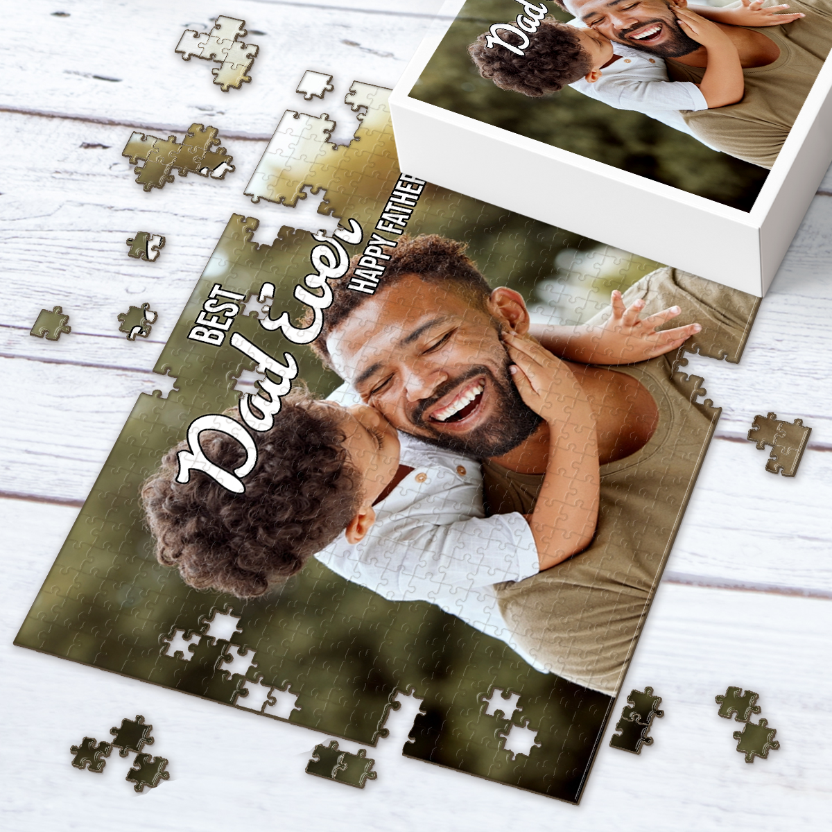 Meilleur papa du monde ! Bonne fête des pères ! Puzzle personnalisé pour papa