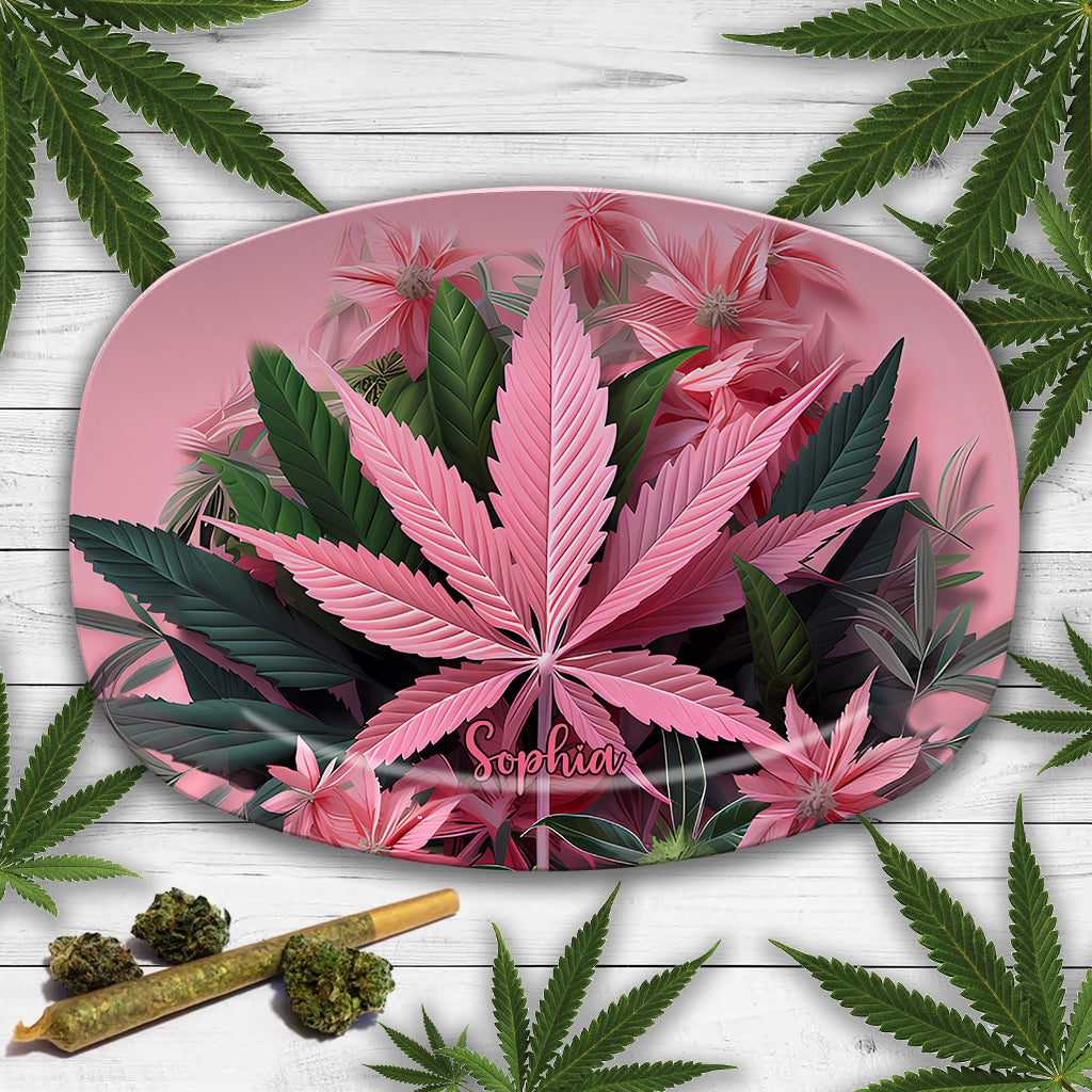 Assiette à cannabis personnalisée Pink Stoner Chick