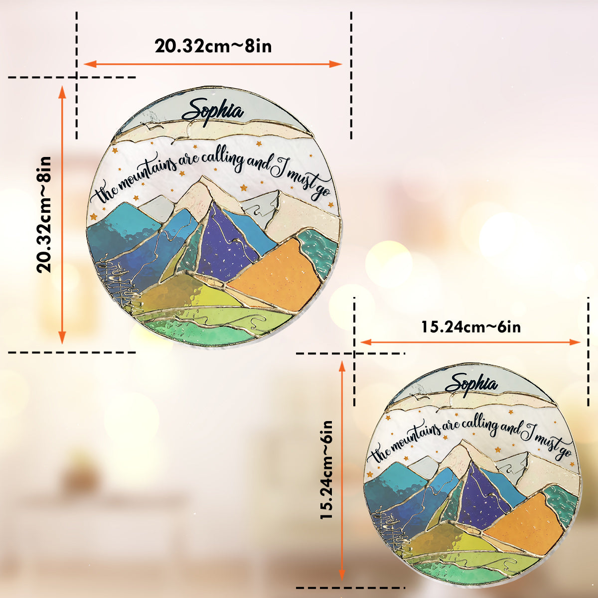 La montagne m'appelle et je dois y aller - Attrape-soleil de fenêtre personnalisé sur le thème de la randonnée 