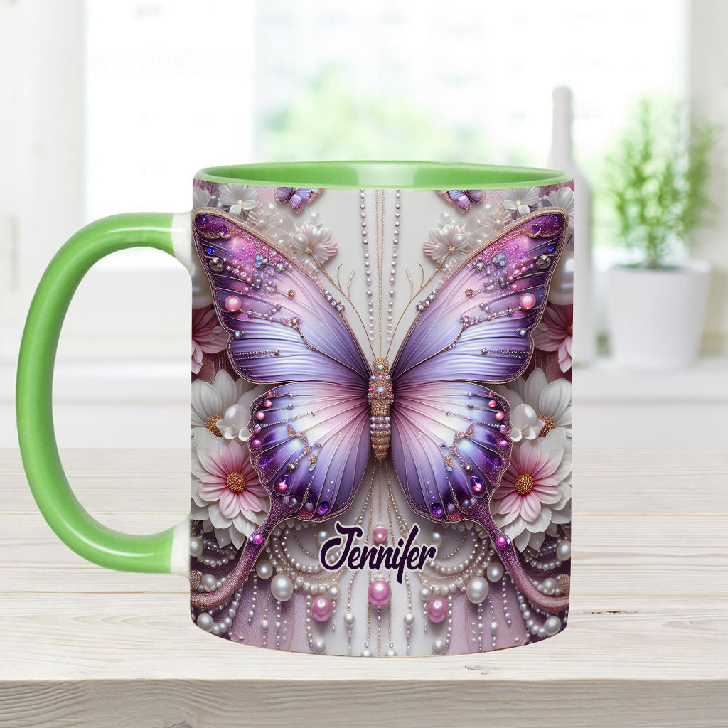 Floral Butterflies - Personalized Butterfly Accent Mug