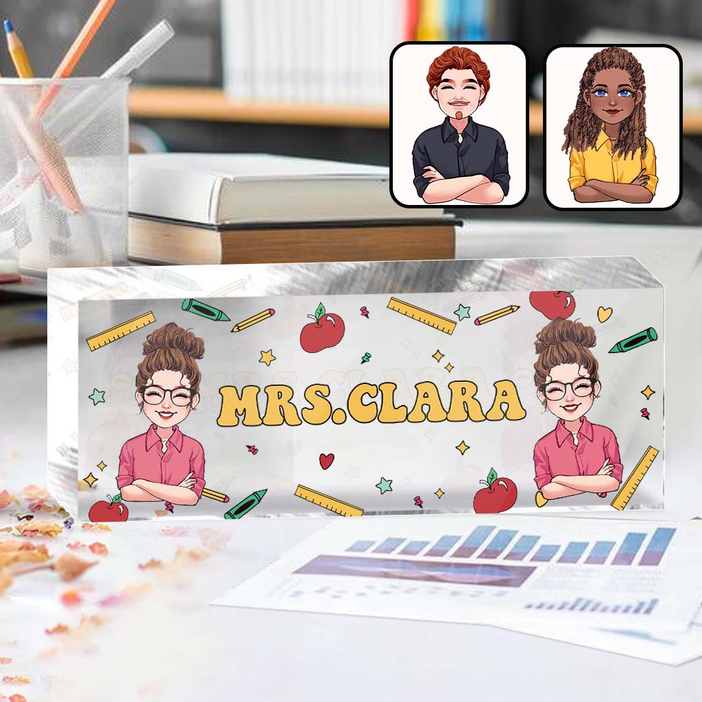 Plaque nominative personnalisée pour bureau d'enseignant - Plaque acrylique personnalisée en forme sur mesure