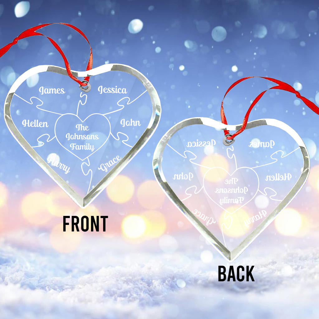 Pieces Of My Heart - Personalized Bestie Heart Shaped Glass Ornament