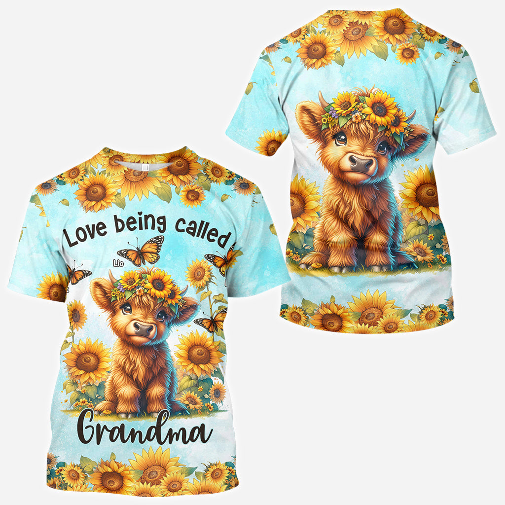 Love Being Called Grandma Highland Cow Sunflower - Personalized All Over Shirt
