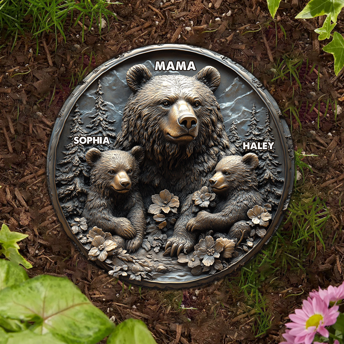 Mama Bear - Personalized Mother Round Shaped Stone