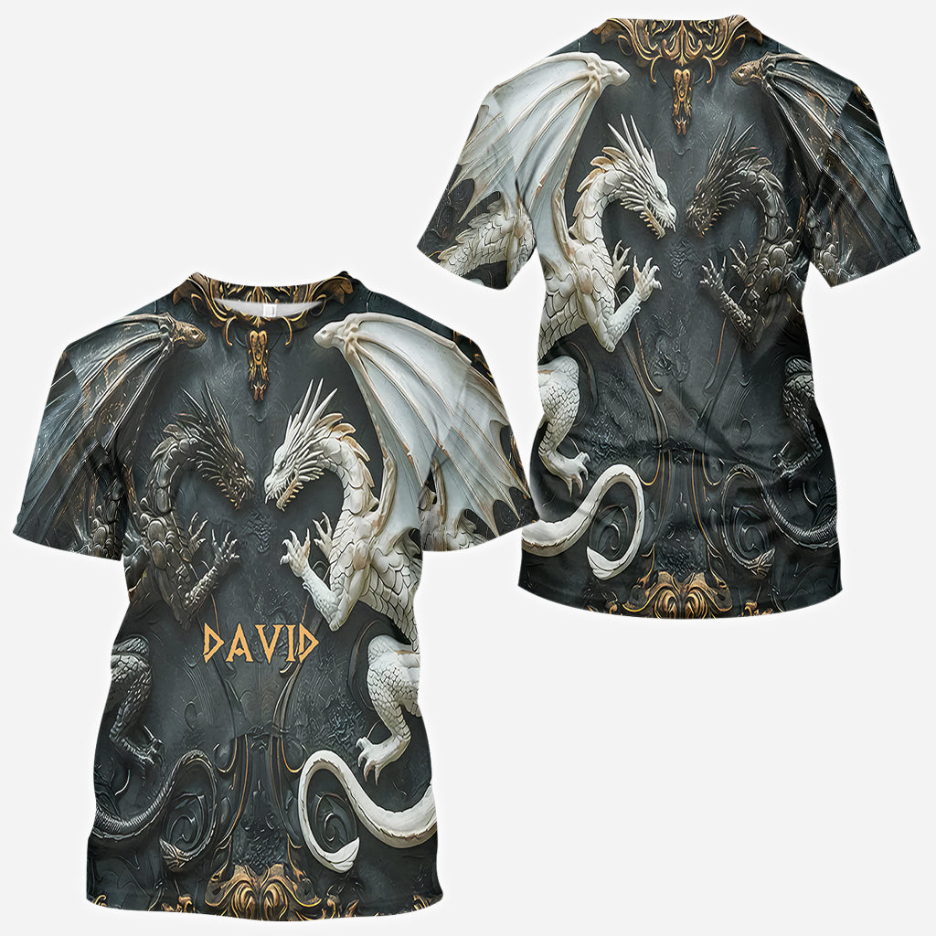 T-shirt personnalisé « J’adore les dragons » avec motif dragon intégral