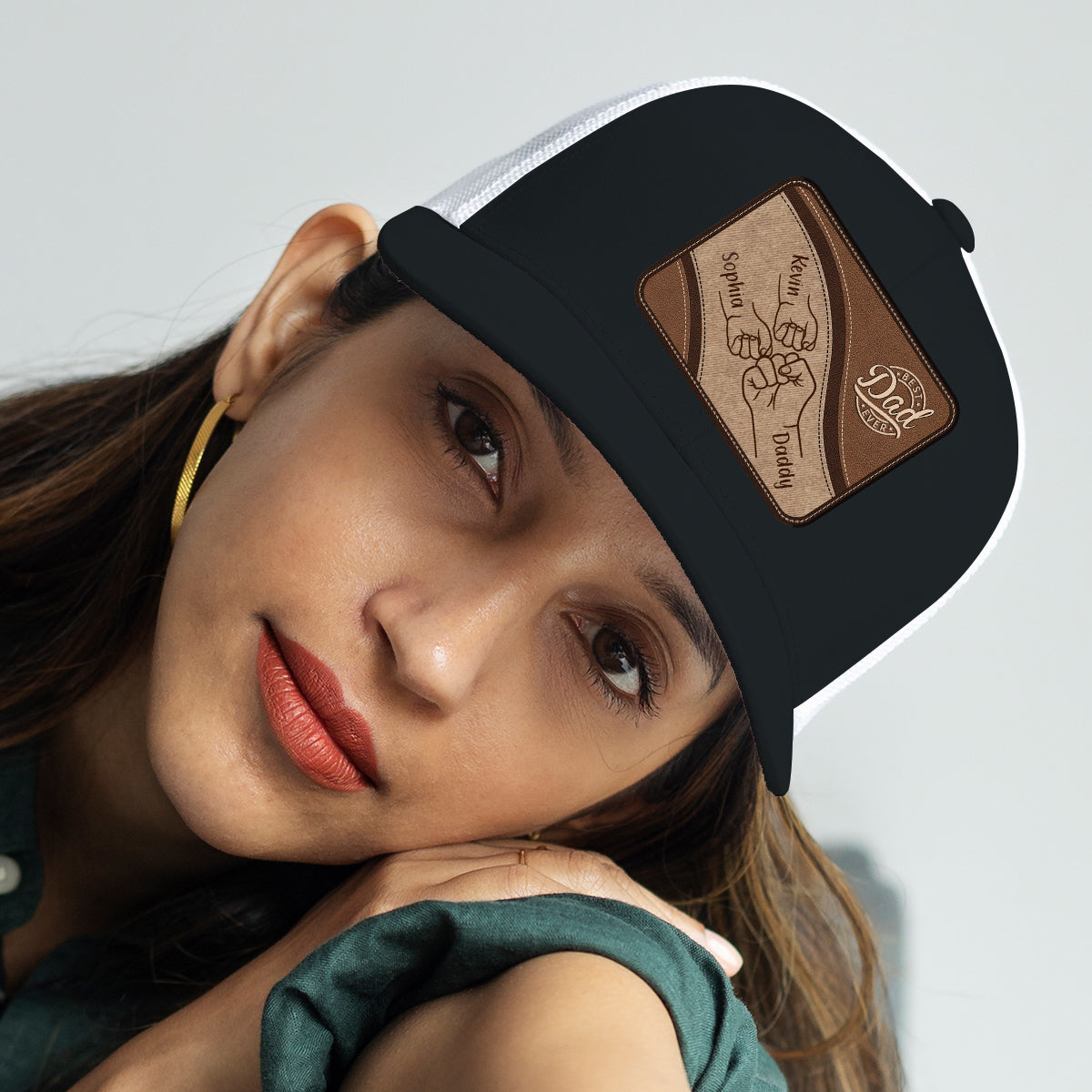 Meilleur papa du monde - Chapeau en cuir personnalisé avec écusson « Papa »