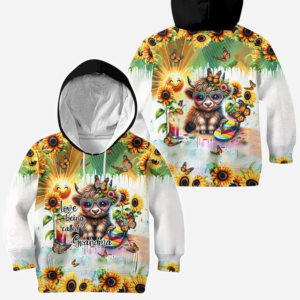 Love Being Called Grandma Highland Cow Summer Vibes - Personalized All Over Shirt