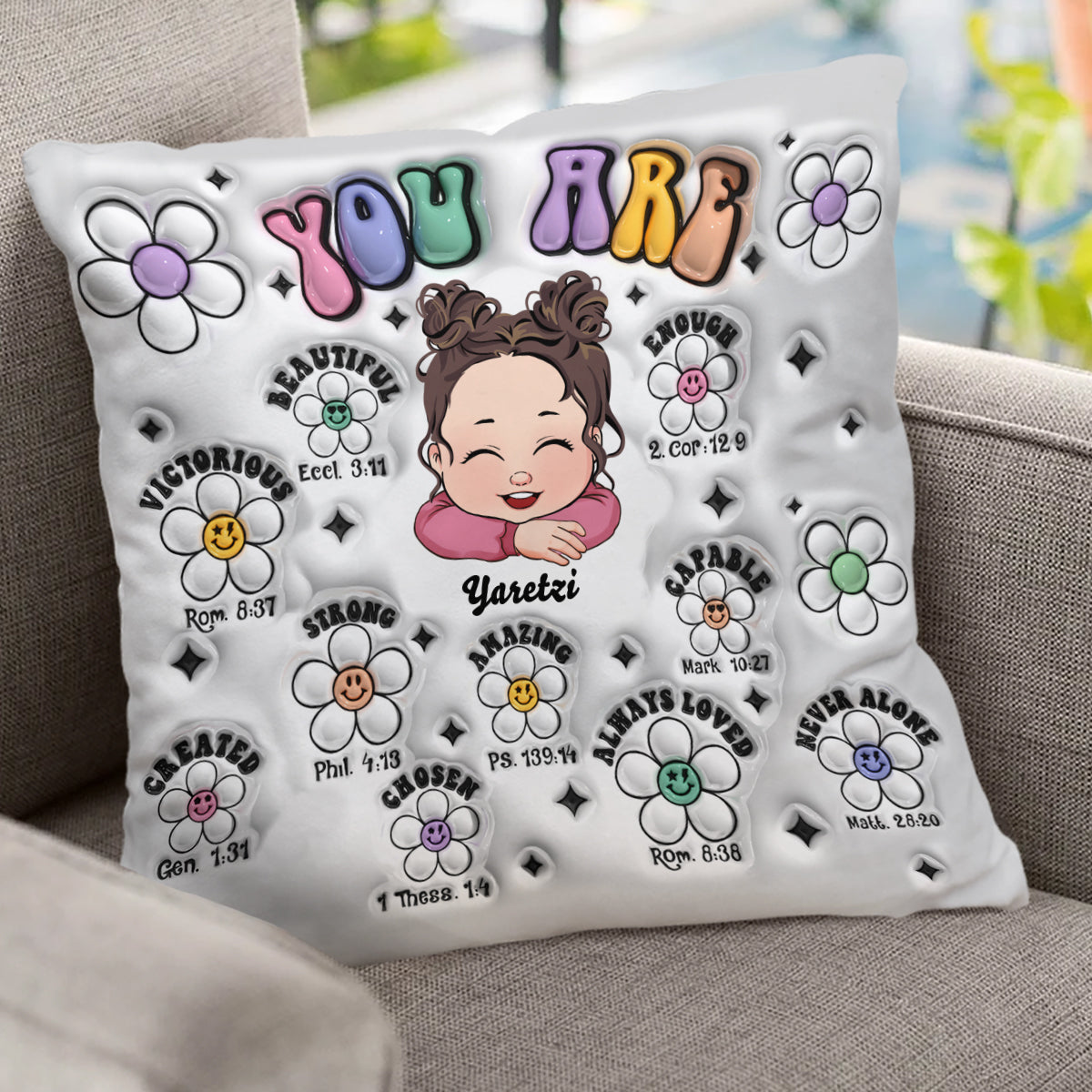 Tu es toujours aimé(e) - Coussin décoratif personnalisé pour enfant