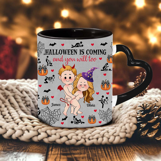 Halloween approche ! Mug personnalisé pour couple avec anse en forme de cœur