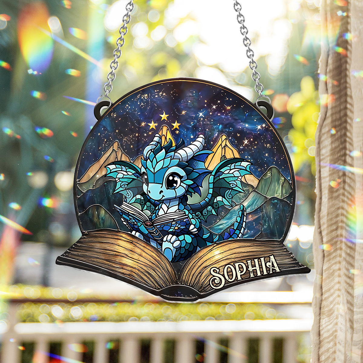 Fantasy Book Reader - Personalized Book Window Hanging Suncatcher Ornament