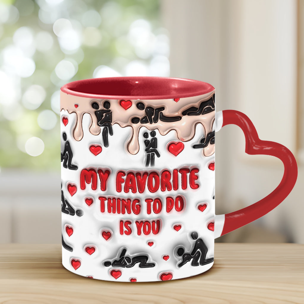 Ma chose préférée à faire, c'est toi - Mug personnalisé pour couple avec anse en forme de cœur