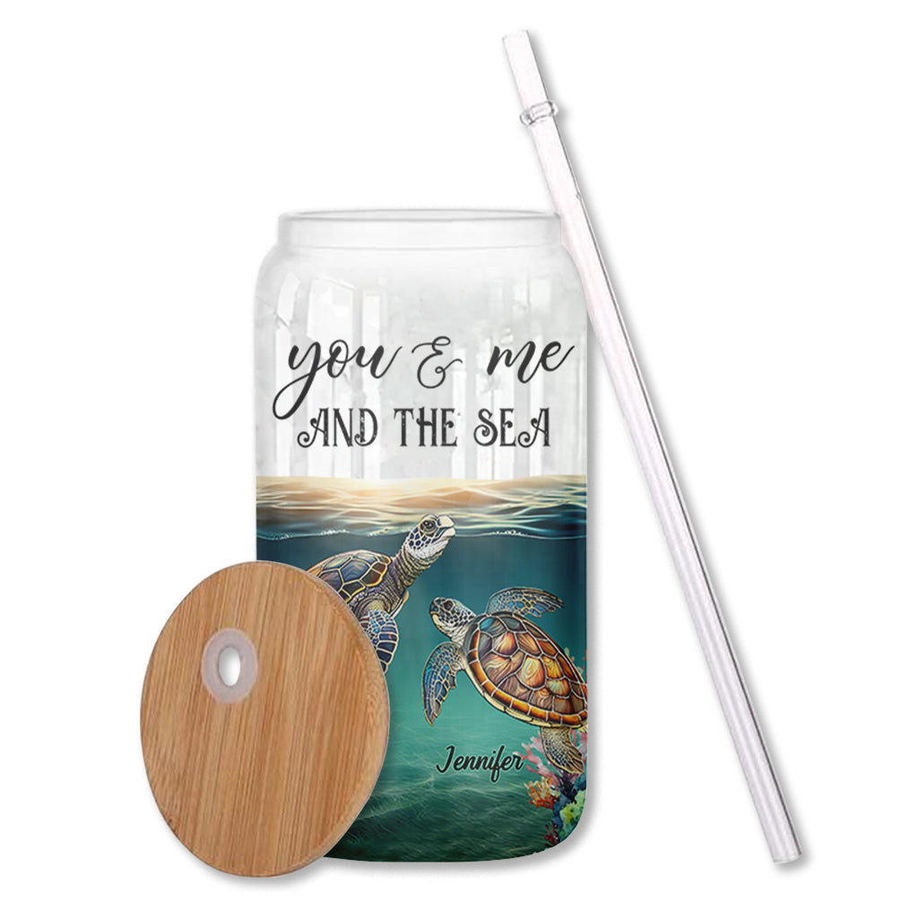 Toi, moi et la mer - Verre à canette personnalisé Tortue