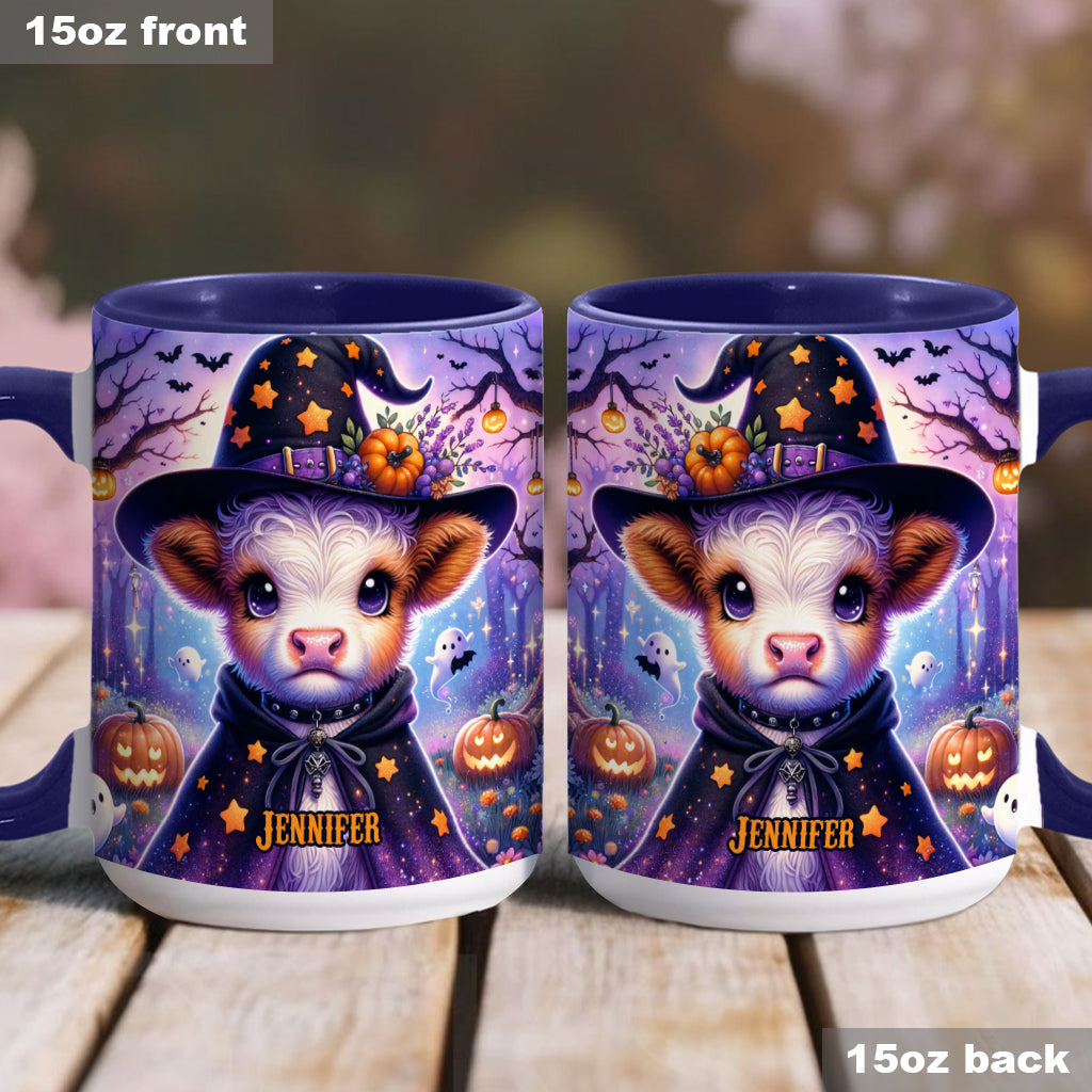 Baby Highland Cow Witch Halloween - Personalized Accent Mug