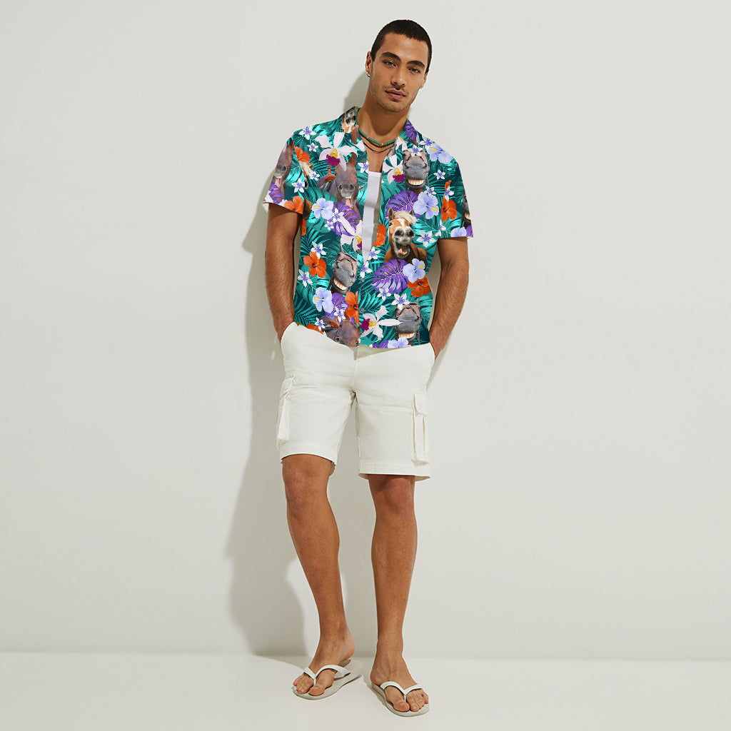 Chemise hawaïenne personnalisée Laughing Horses Beach Summer - Chemise hawaïenne à motif cheval