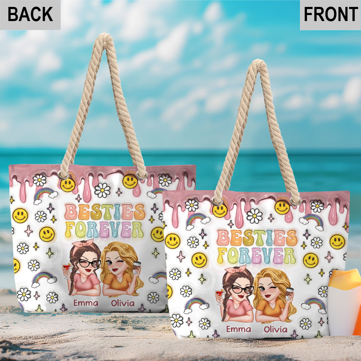Meilleures amies pour toujours - Sac de plage personnalisé pour meilleures amies