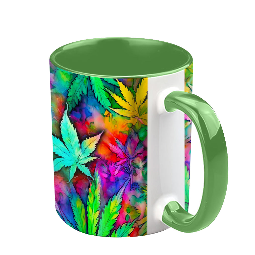 Mug personnalisé à motif feuille de cannabis psychédélique