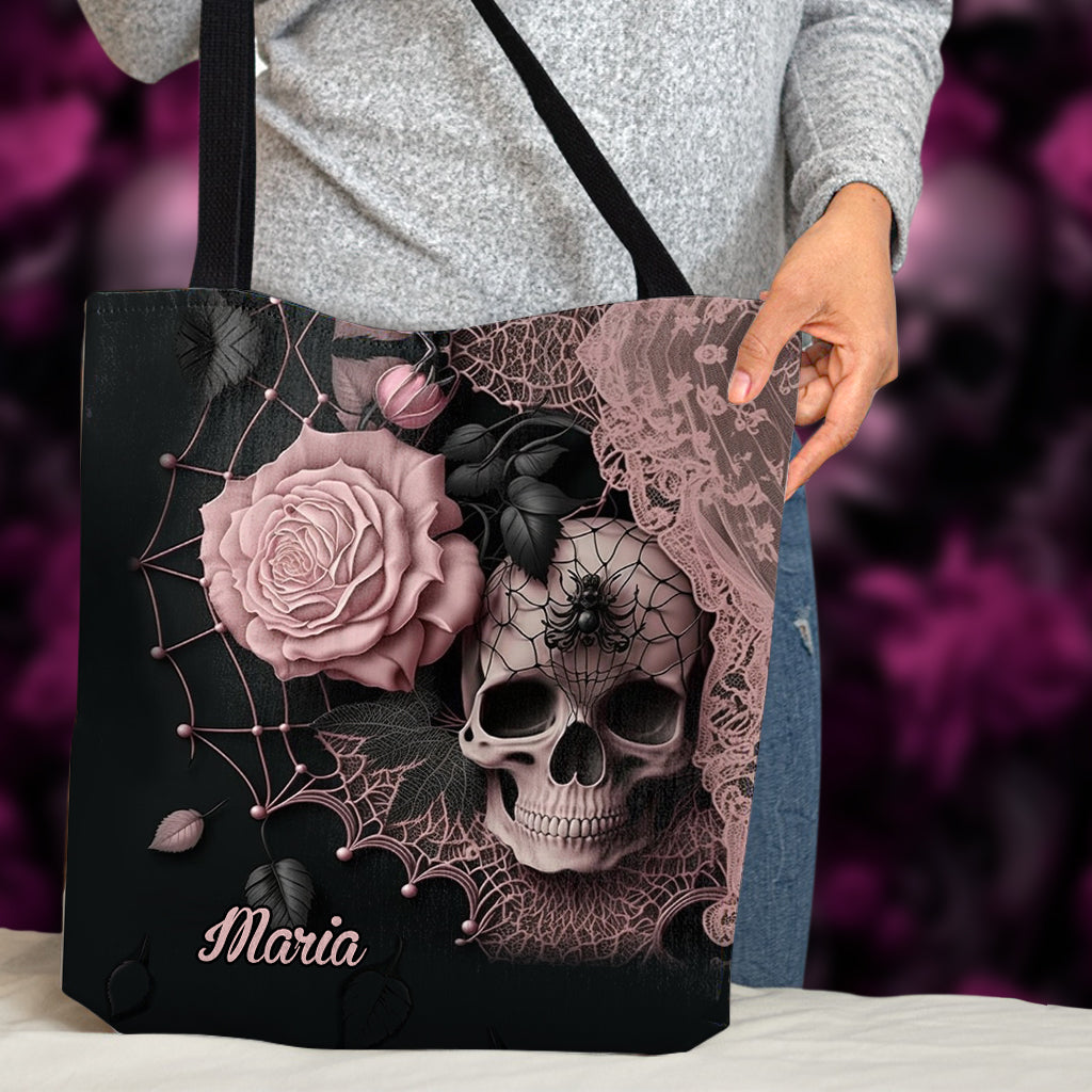 Roses et crâne - Sac fourre-tout personnalisé en forme de crâne