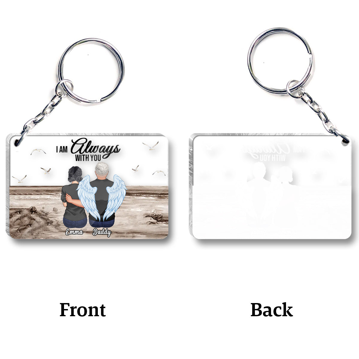 Je suis toujours avec toi - Porte-clés transparent commémoratif personnalisé « Je suis toujours avec toi »