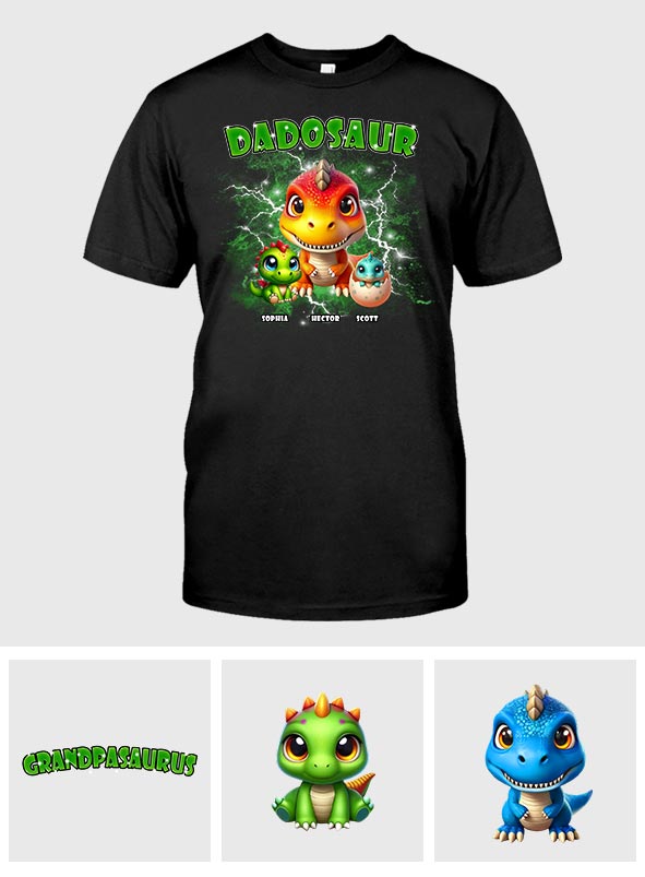 T-shirt et sweat à capuche Dadosaur Thunder Bootleg personnalisés pour papa