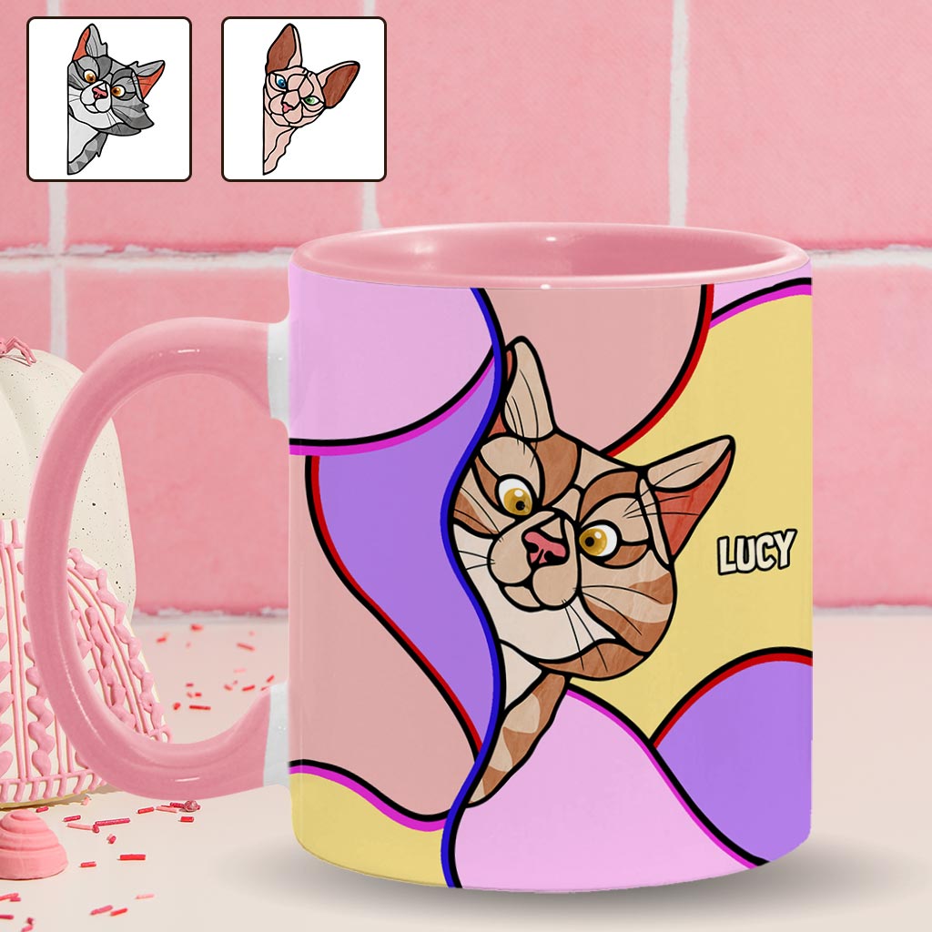 Mug personnalisé à motif chat « Chats qui regardent »