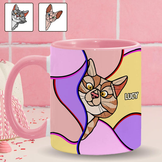 Peeking Cats - Personalized Cat Accent Mug