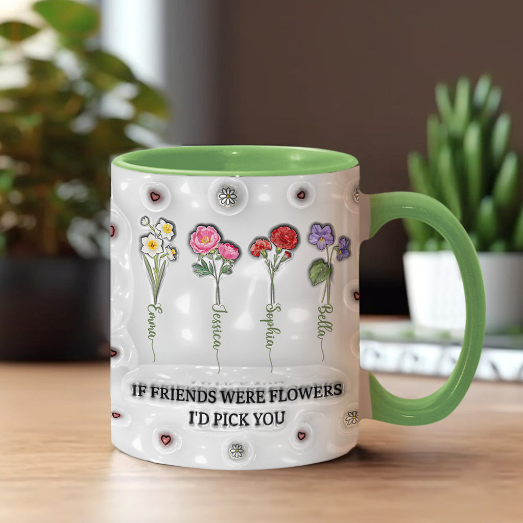 Birth Month Flowers Besties - Personalized Bestie Accent Mug