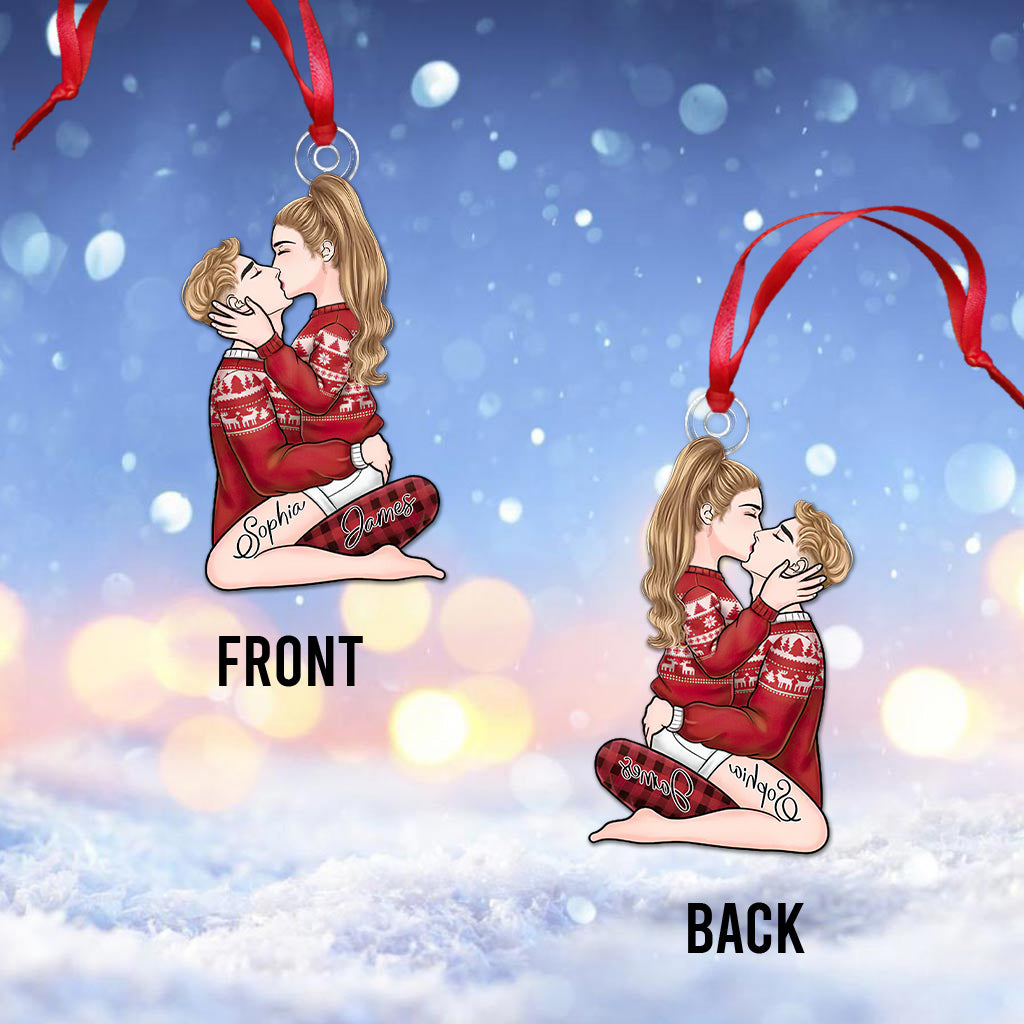 Je t'aime - Ornement personnalisé pour couple en forme de pièce unique