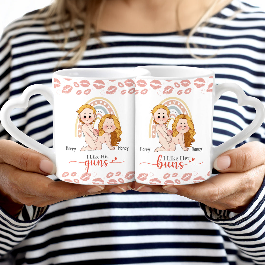Notre endroit préféré, c'est d'être ensemble - Mug assorti personnalisé pour couple avec anse en forme de cœur