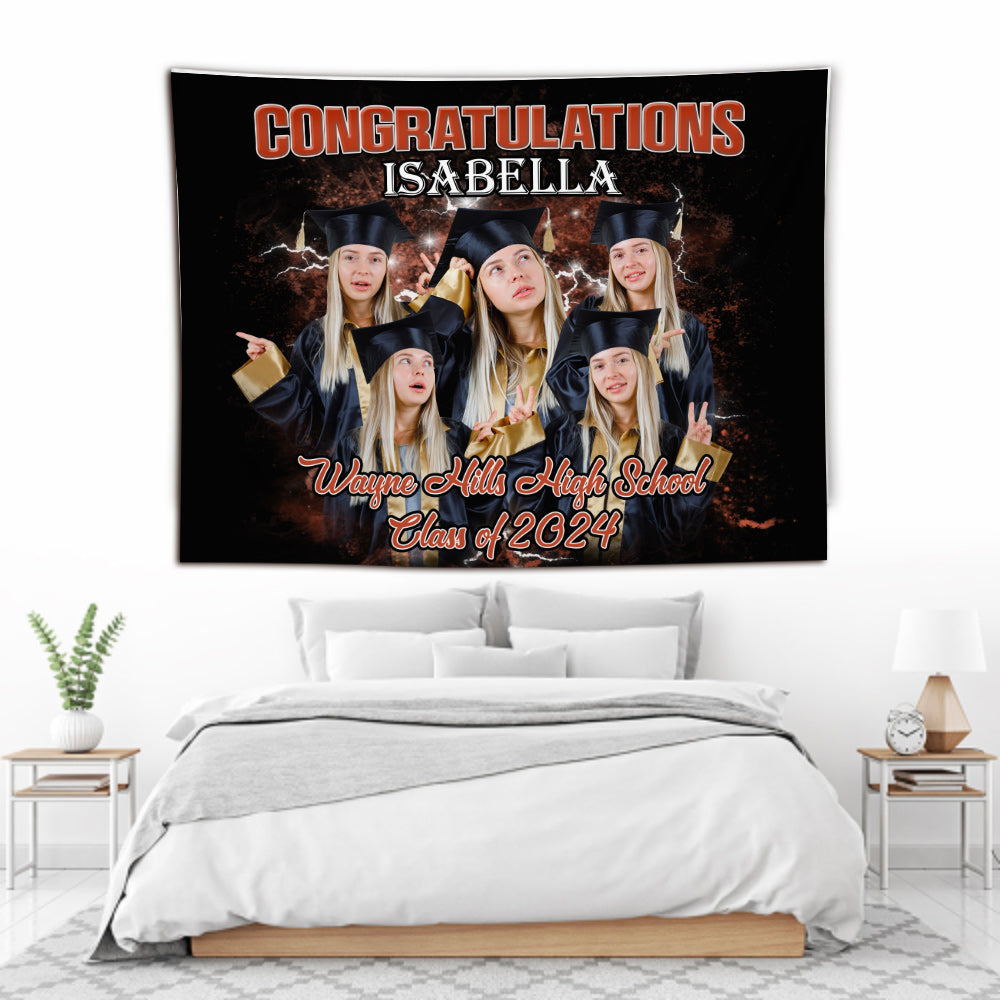 Senior Bootleg Photos Custom - Personalized Graduation Wall Tapestry