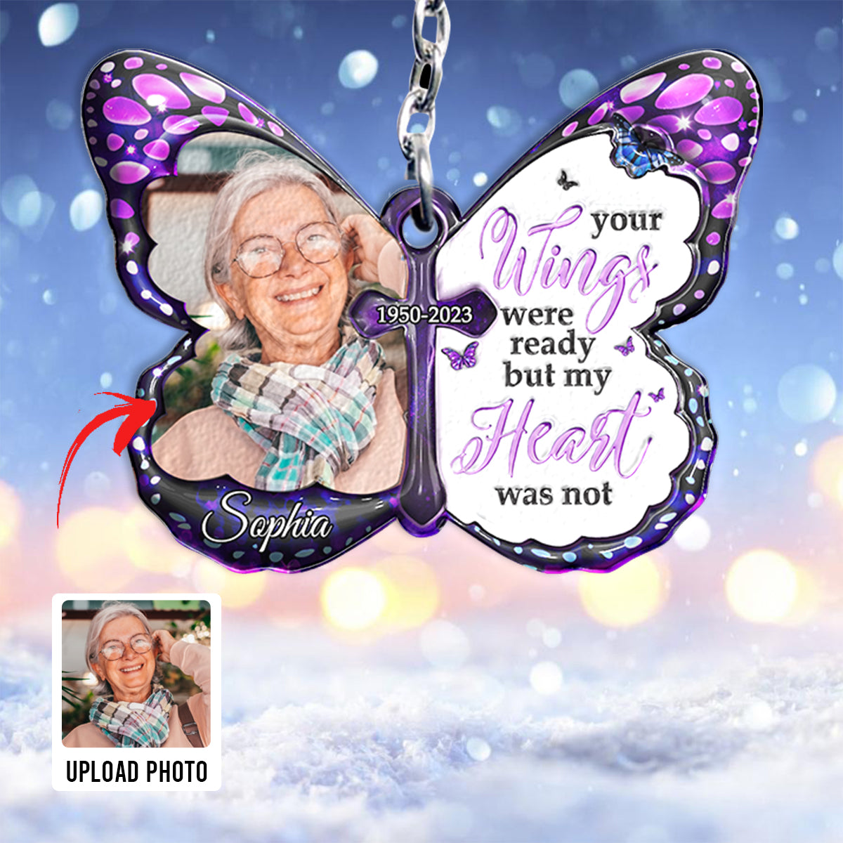 Your Wings Were Ready But My Heart Was Not - Personalized Memorial Keychain