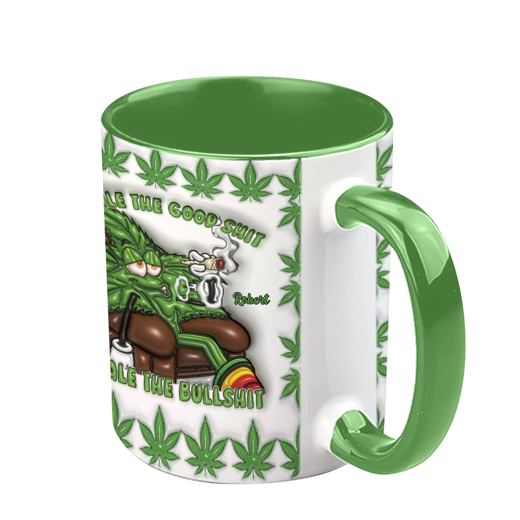 Inspirez les bonnes choses, expirez les conneries - Mug personnalisé à thème cannabis