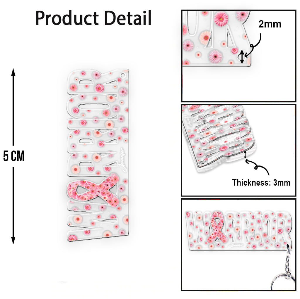 Breast Cancer Warrior - Personalized Breast Cancer Awareness Custom Shaped Keychain