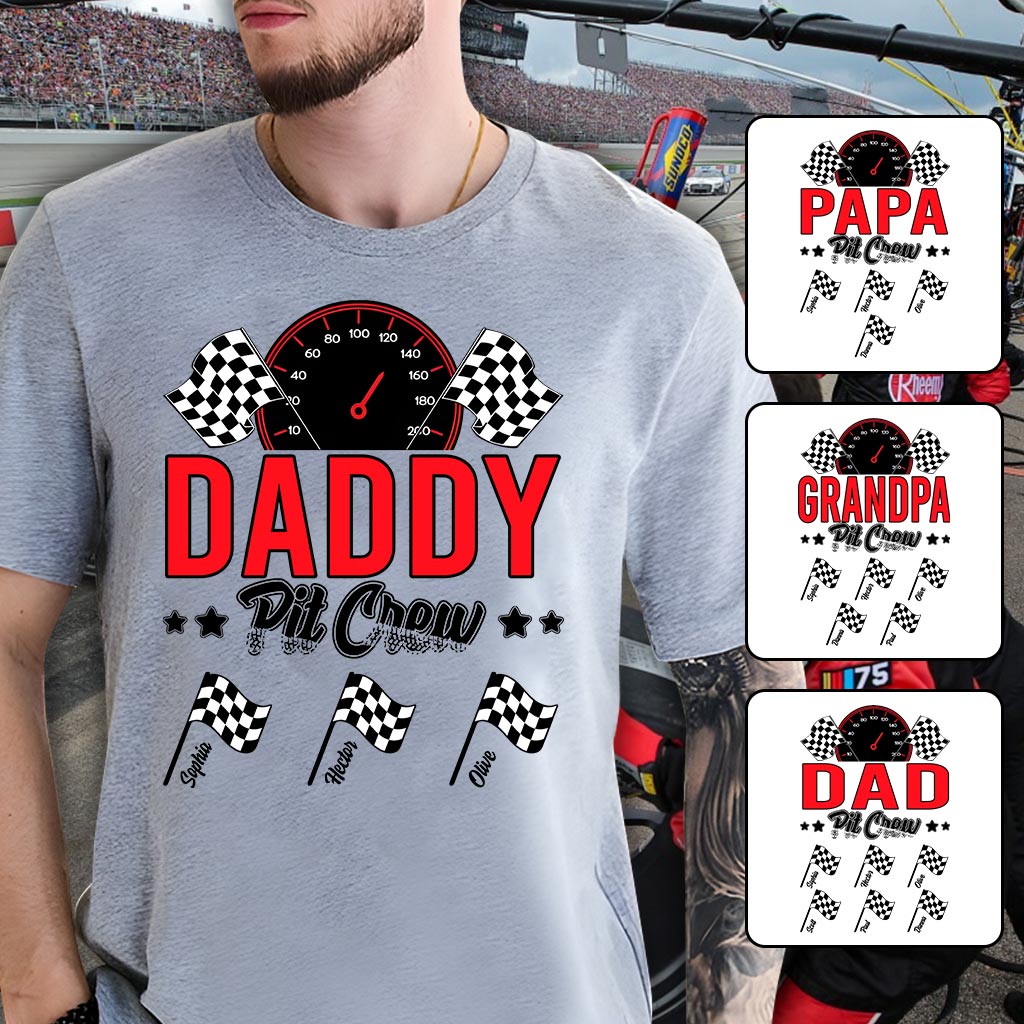Drapeaux de course de l'équipe de papa - T-shirt et sweat à capuche de course personnalisés