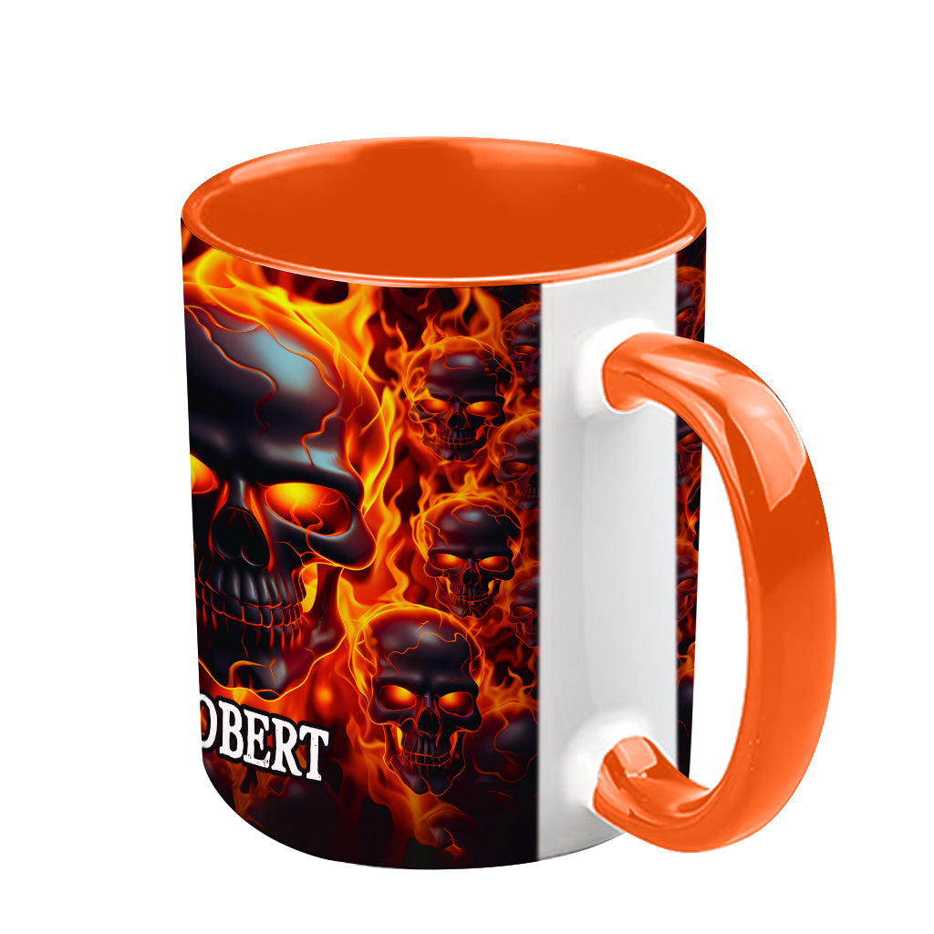 Mug personnalisé « Crâne fondu en feu » - Tête de mort fondue