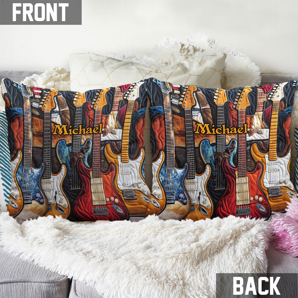 Beautiful Guitars - Personalized Guitar Throw Pillow