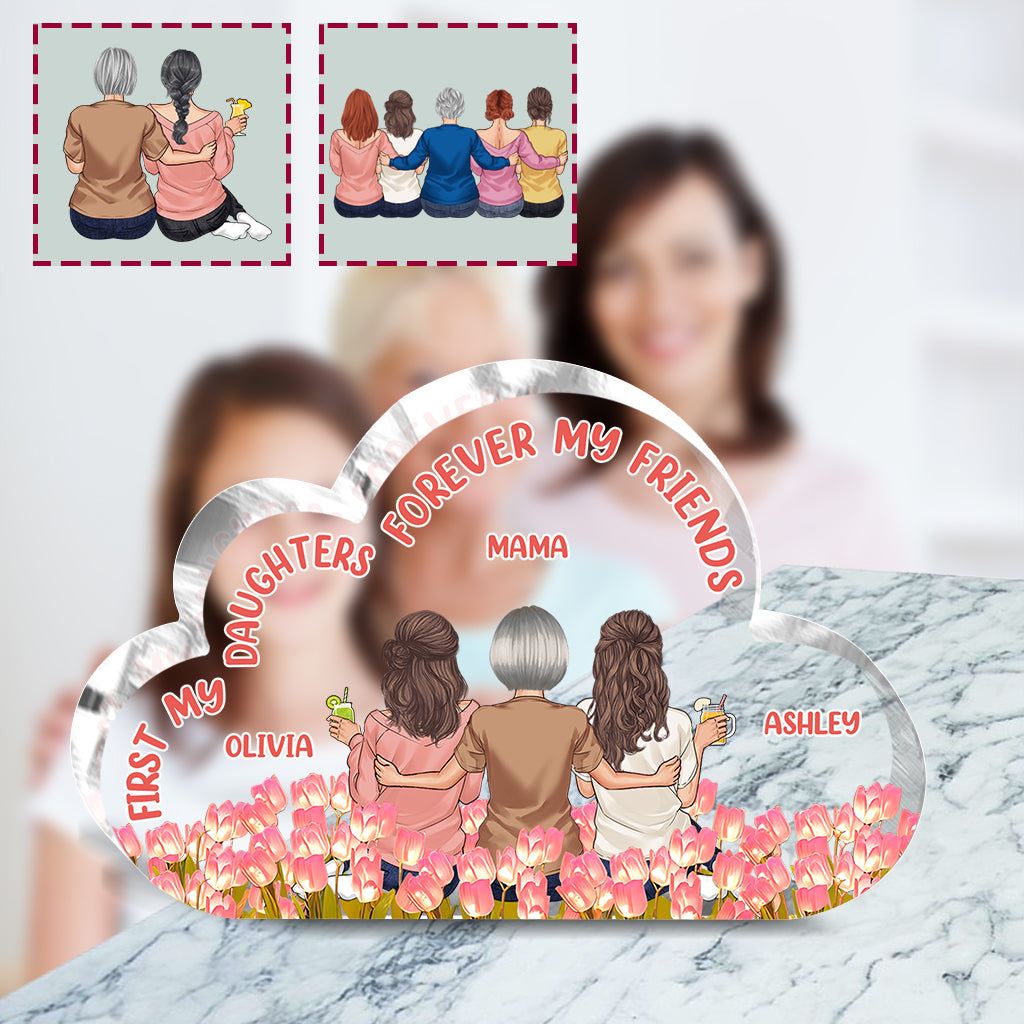 Beautiful Tulip Mother & Daughter Plaque - Personalized Mother Custom Shaped Acrylic Plaque