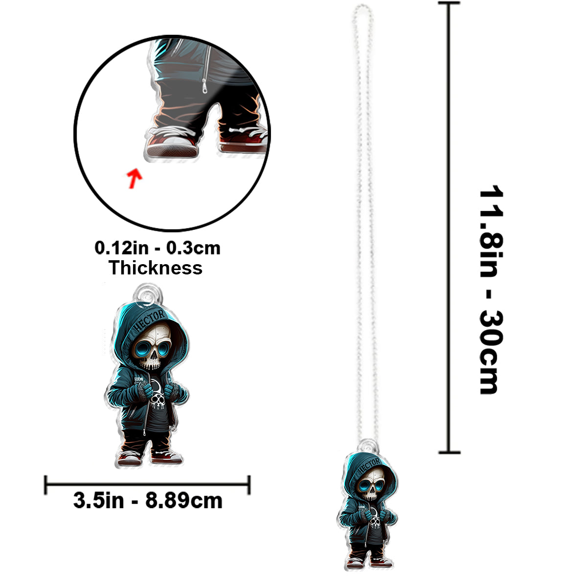 Stylish Skeleton - Personalized Skull Custom Shaped Car Ornament