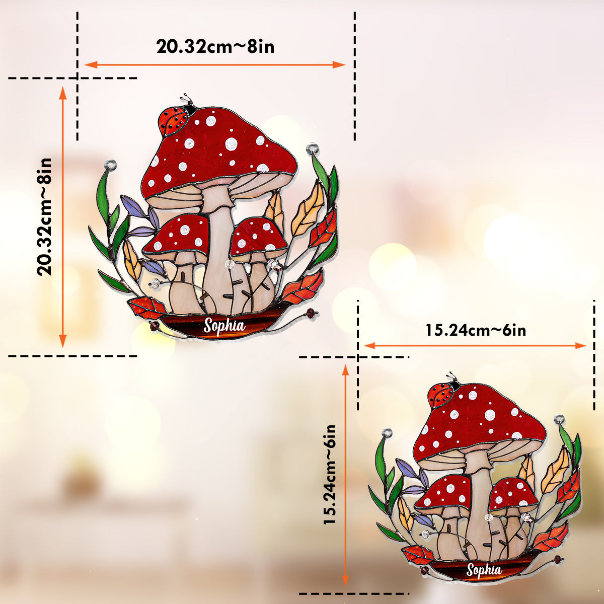 The Little Mushroom Garden - Personalized Mushroom Window Hanging Suncatcher Ornament