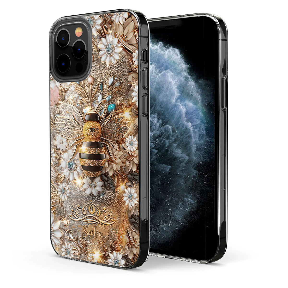 Coque de téléphone transparente personnalisée Queen Bee - Abeille