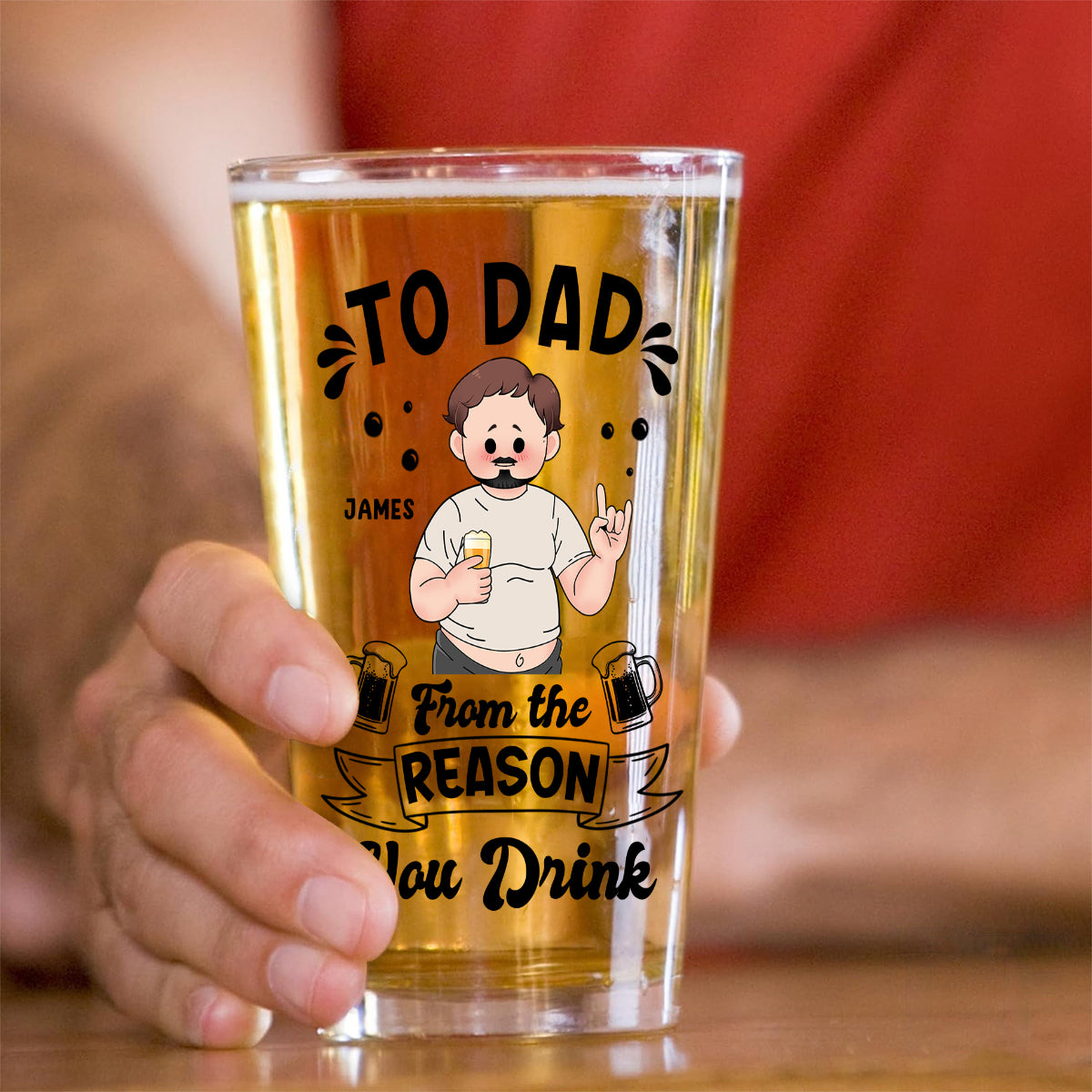 To Dad From The Reason You Drink - Personalized Father Beer Glass