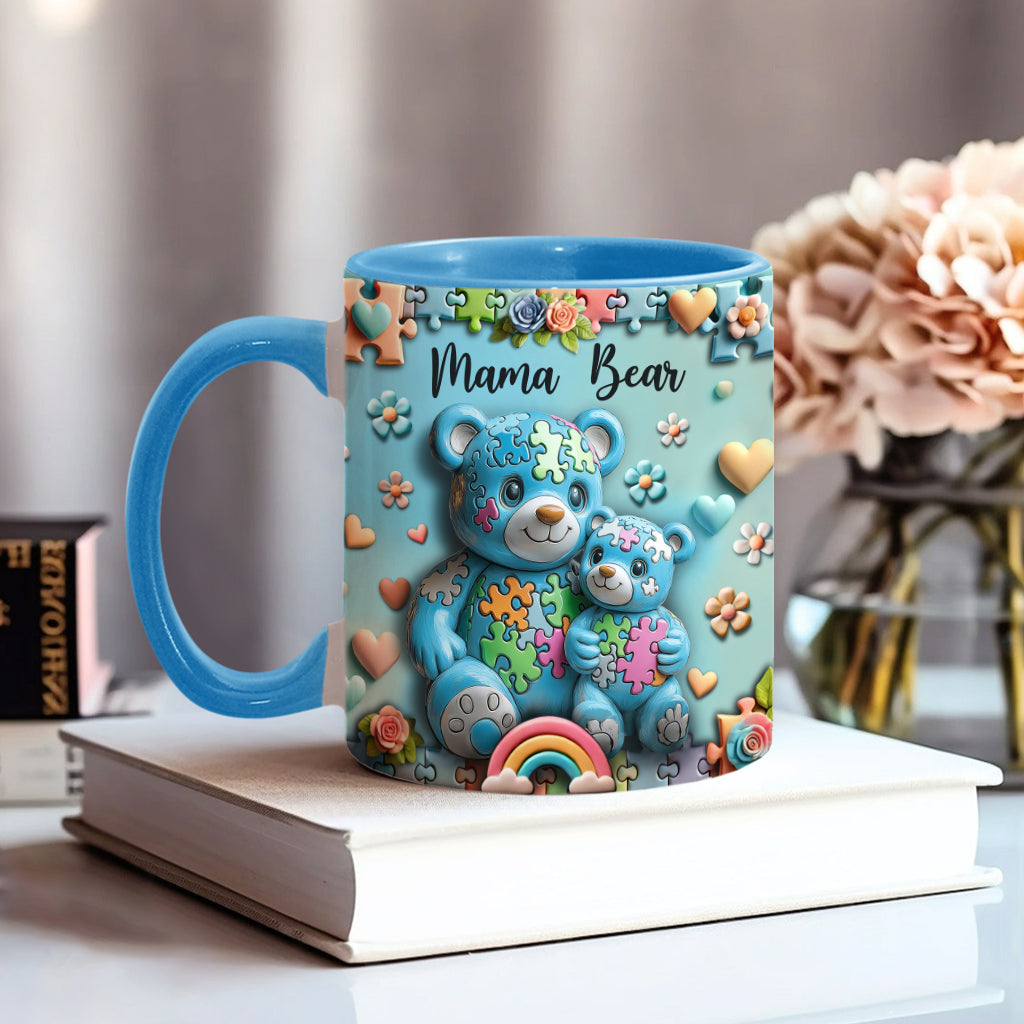Mama Bear - Personalized Autism Awareness Accent Mug