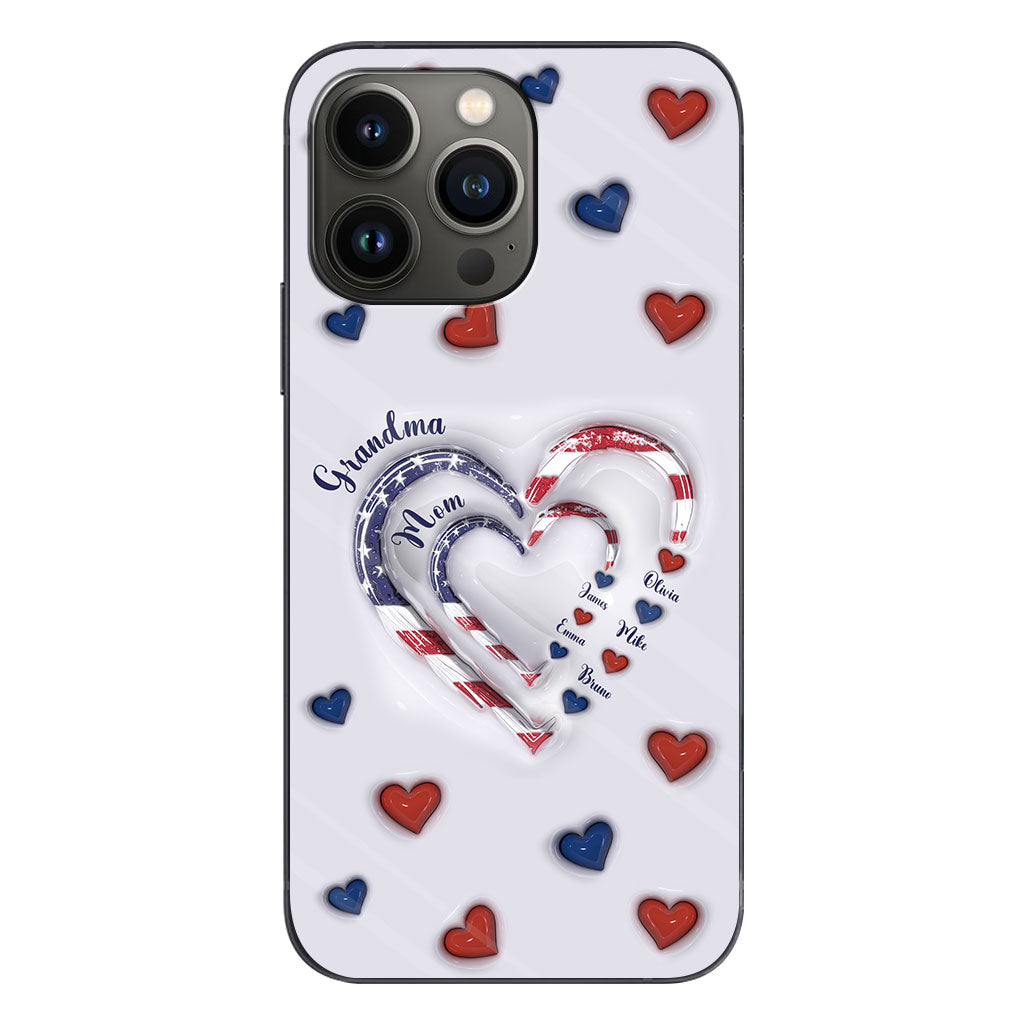 Coque de téléphone personnalisée « Cœurs de grand-mère » pour le 4 juillet