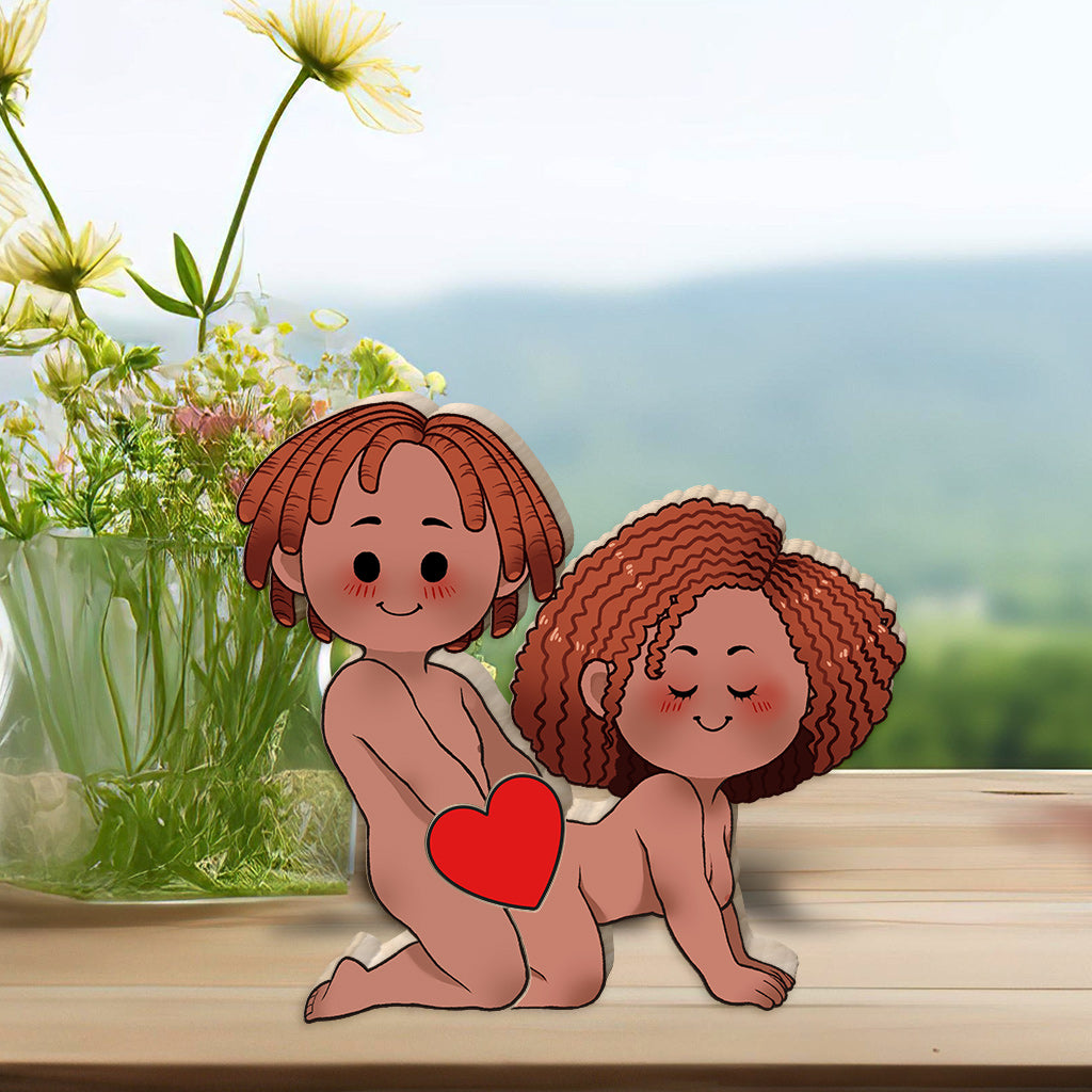 Couple coquin et drôle - Puzzle en bois personnalisé en forme de couple