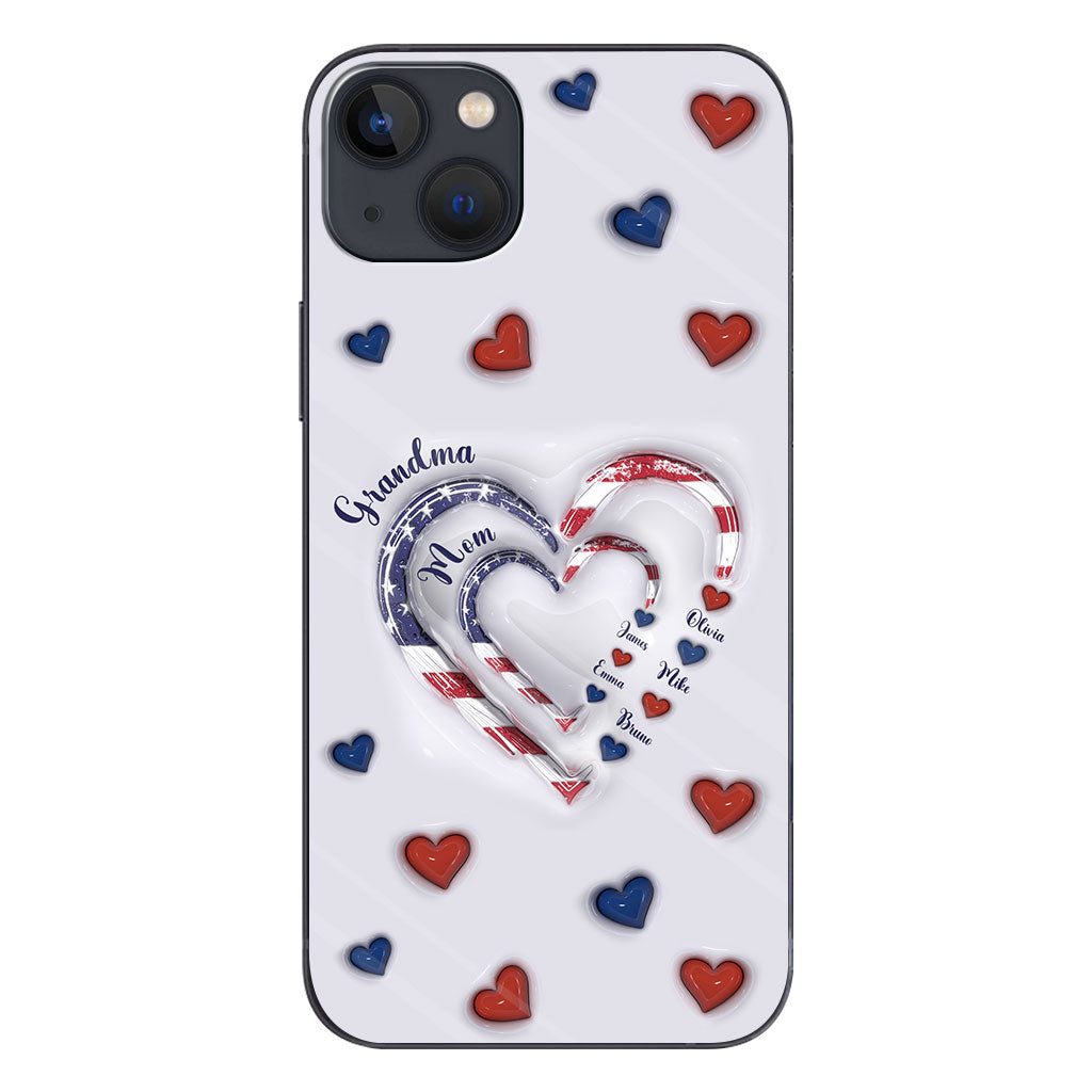 Coque de téléphone personnalisée « Cœurs de grand-mère » pour le 4 juillet