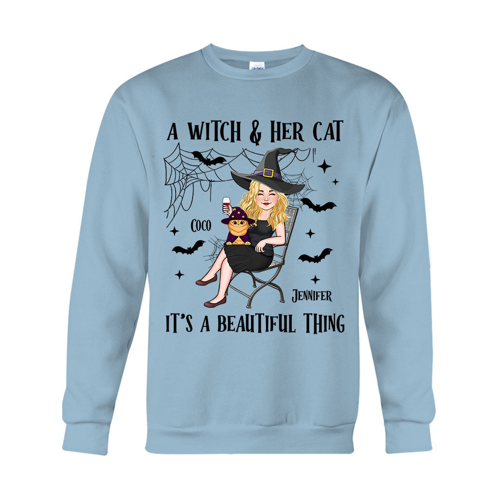 A Witch And Her Cat - Personalized Witch T-shirt And Hoodie