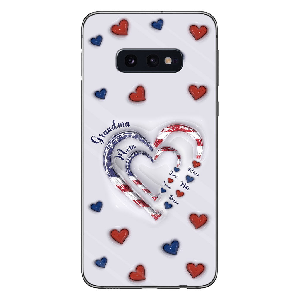 Coque de téléphone personnalisée « Cœurs de grand-mère » pour le 4 juillet