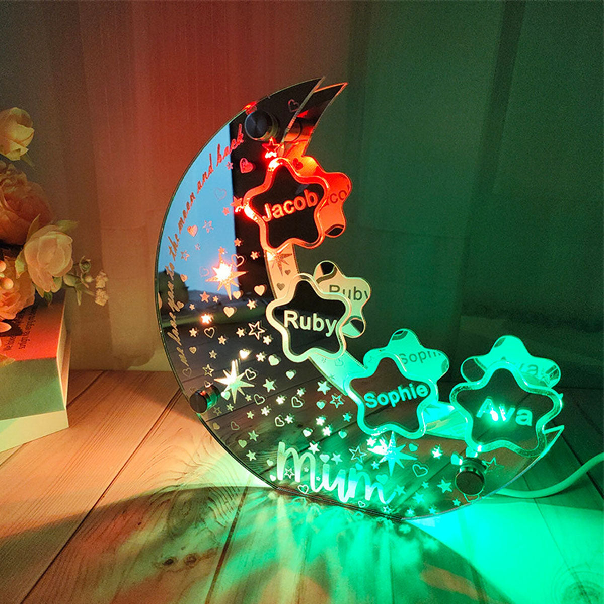 Miroir lumineux personnalisé avec n'importe quel nom - Pièce lumineuse pour maman