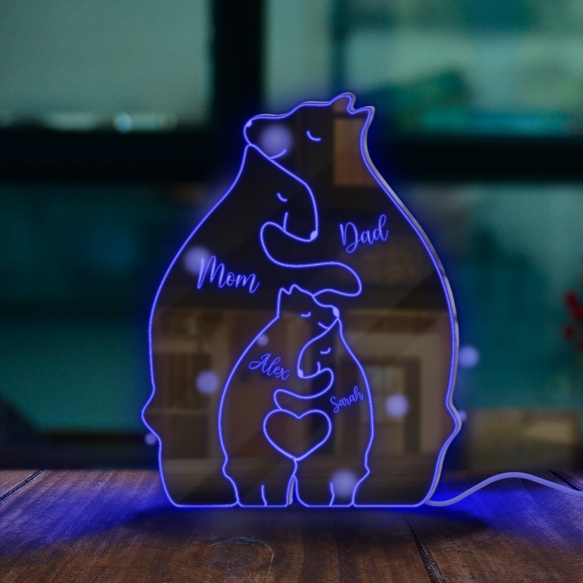 Famille Ours - Miroir lumineux personnalisé pour toute la famille 