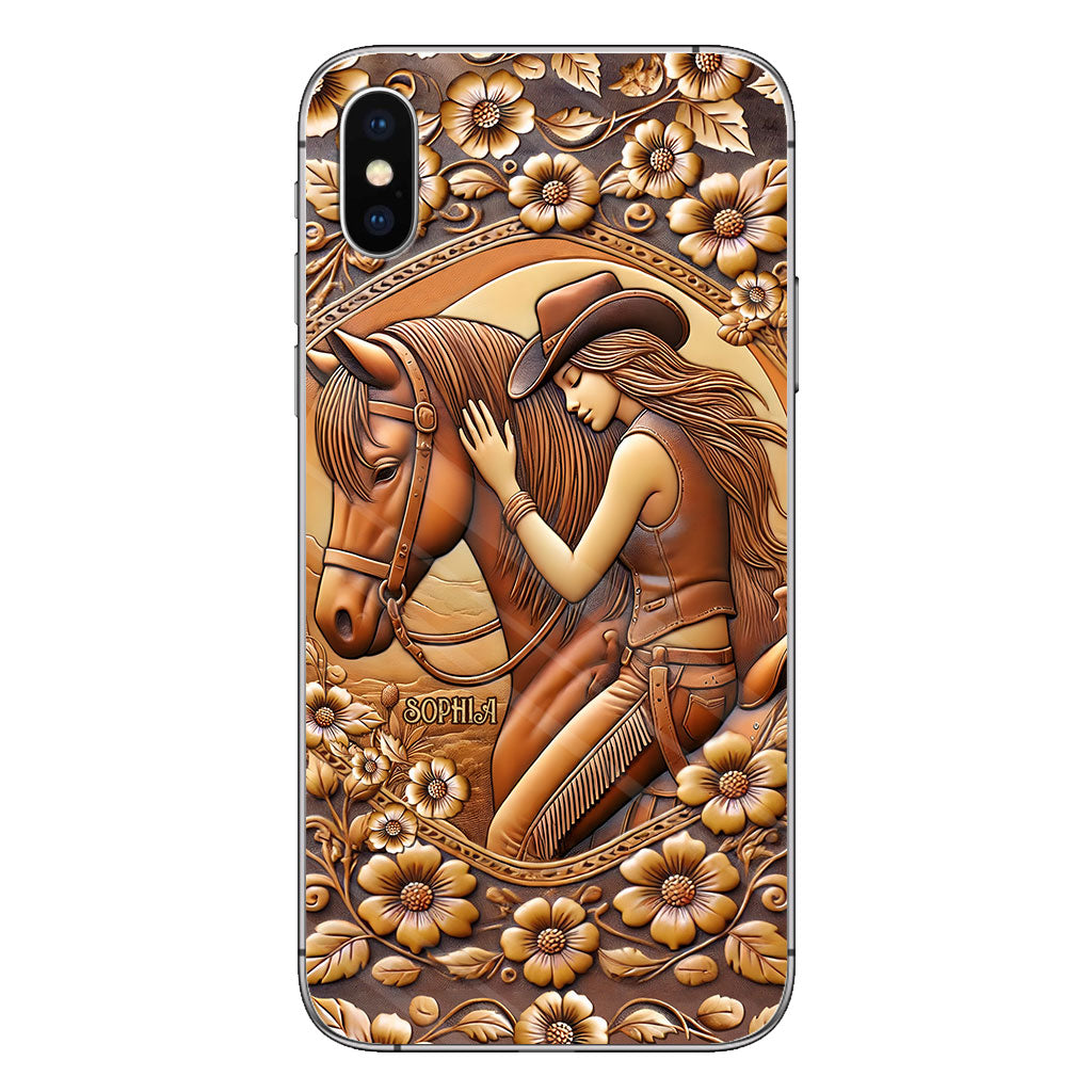 Une fille et son cheval - Coque de téléphone personnalisée à motif cheval