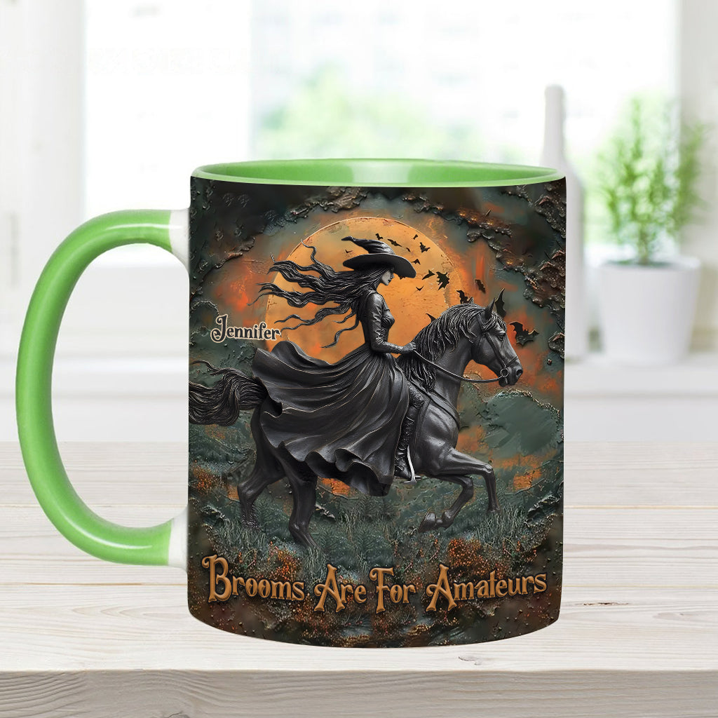 Brooms Are For Amateurs - Personalized Horse Accent Mug